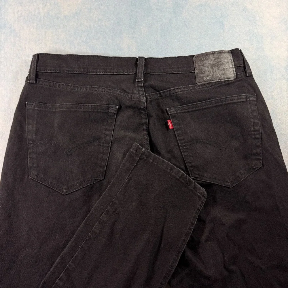 Levi's 531 Athletic Slim Jeans Mens 36x34 Black Excellent Stretch Denim